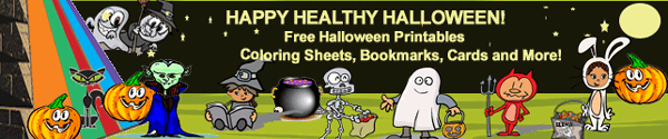Healthy Halloween Tips and Fun Coloring Pages and Bookmarks