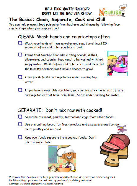 print food safety kitchen cooking guide for kids
