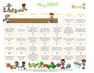 healthy daily tips calendar for families